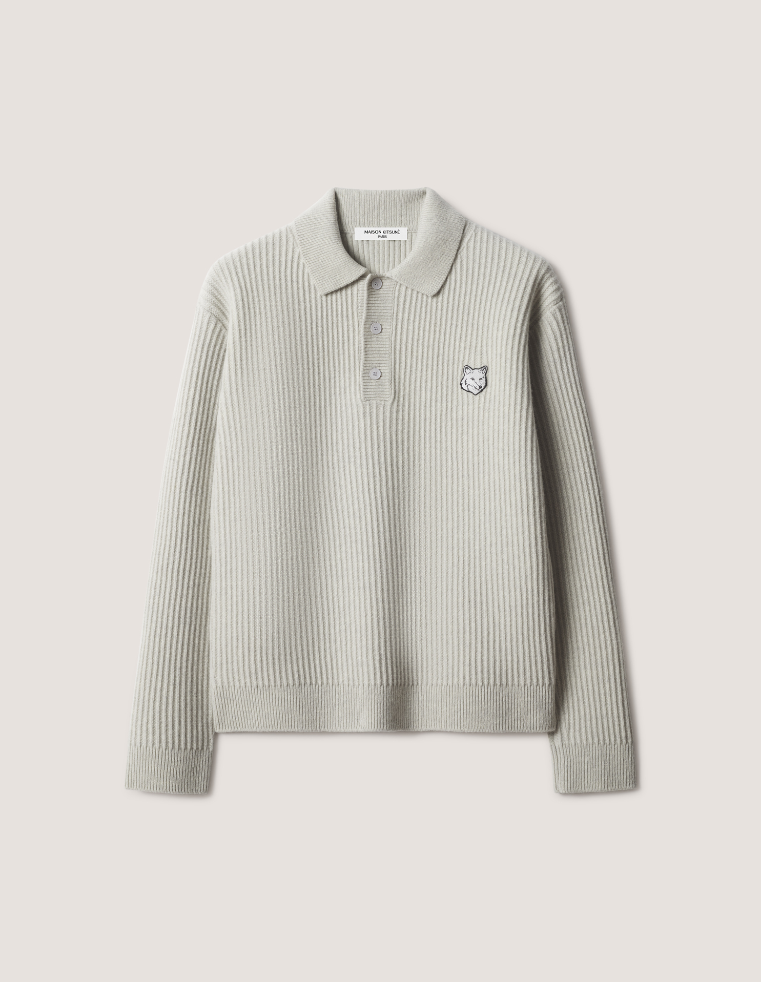 FOX HEAD WOOL RIBBED POLO JUMPER