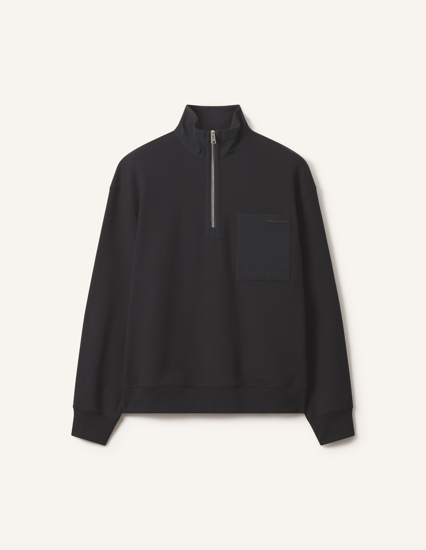 HALF-ZIP NYLON POCKET SWEATSHIRT