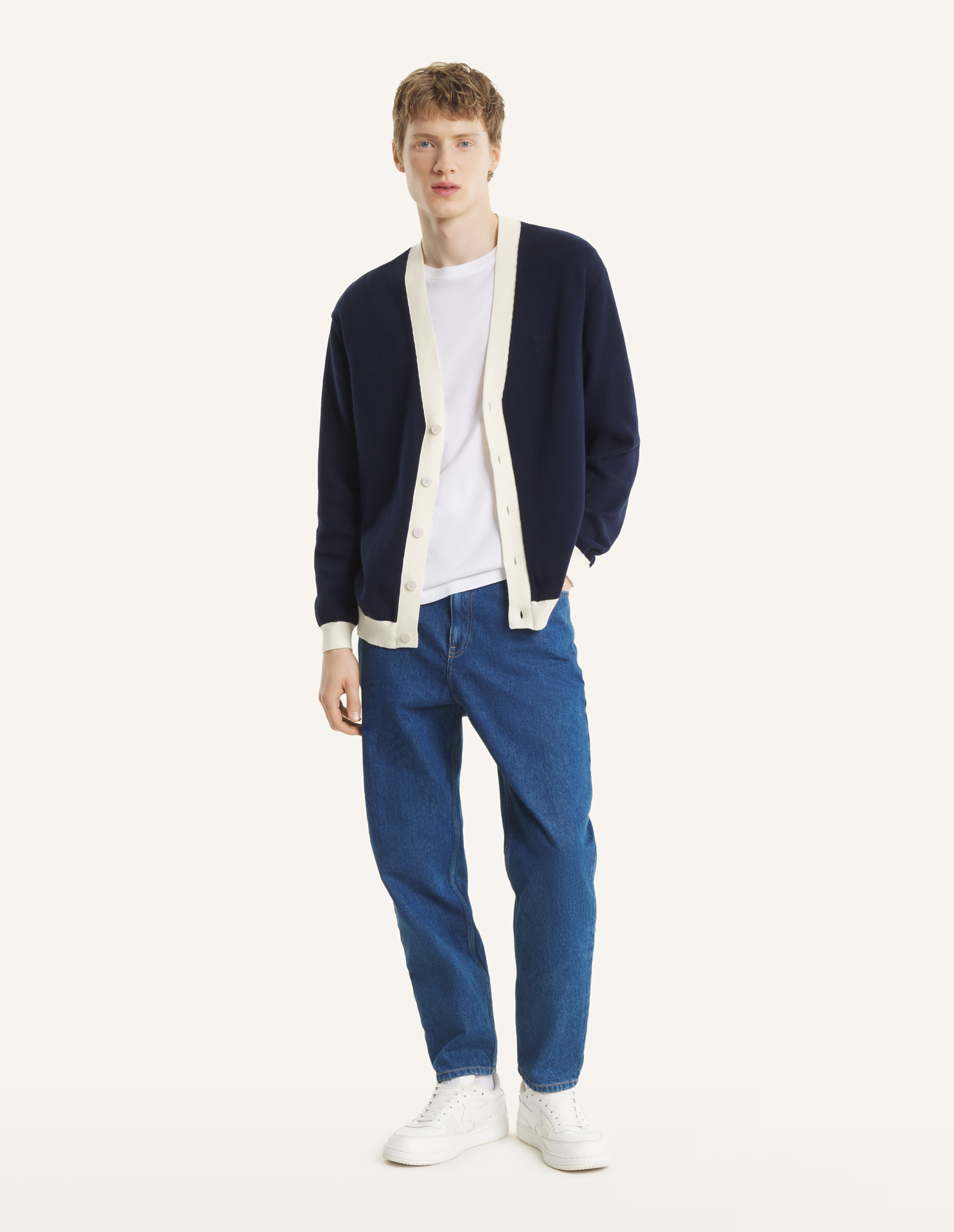 CONTRASTED COTTON COMFORT CARDIGAN