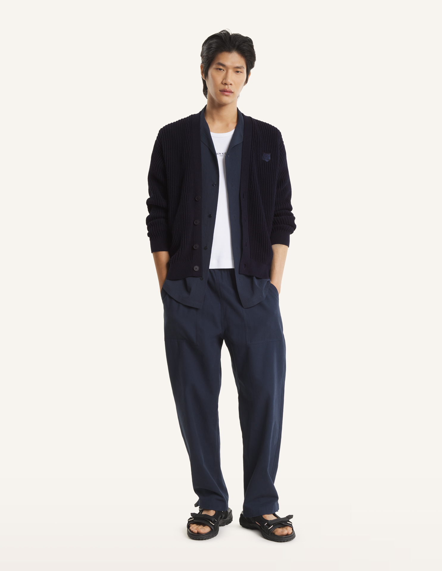 FOX HEAD COTTON RIBBED CARDIGAN