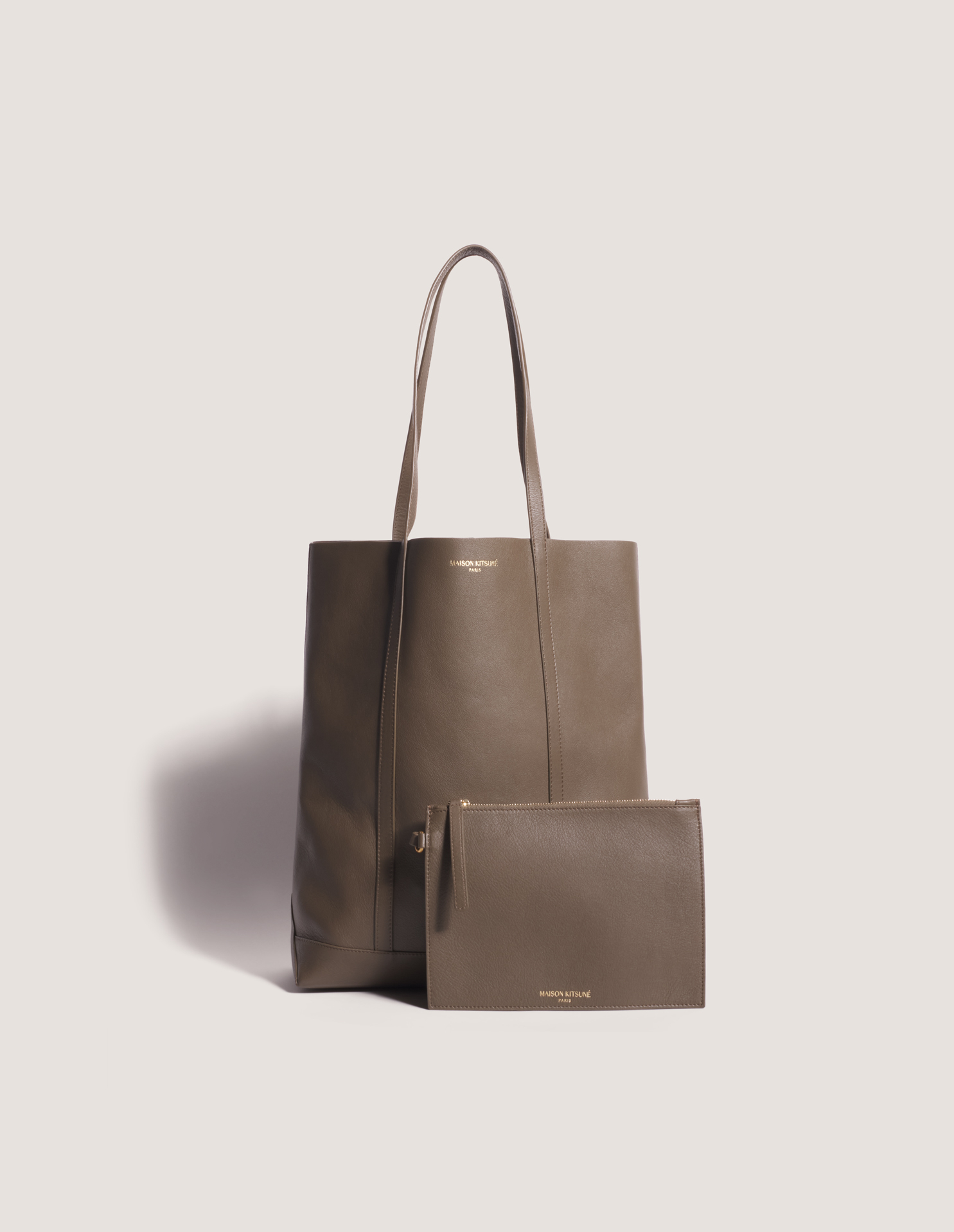 MAISON KITSUNE PARIS LEATHER TOTE