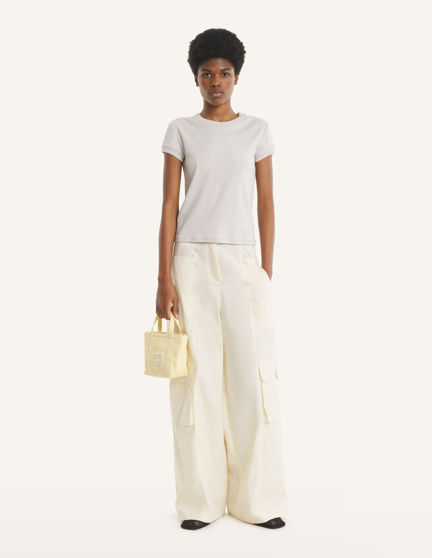 CONTRASTED RIB FITTED TEE-SHIRT