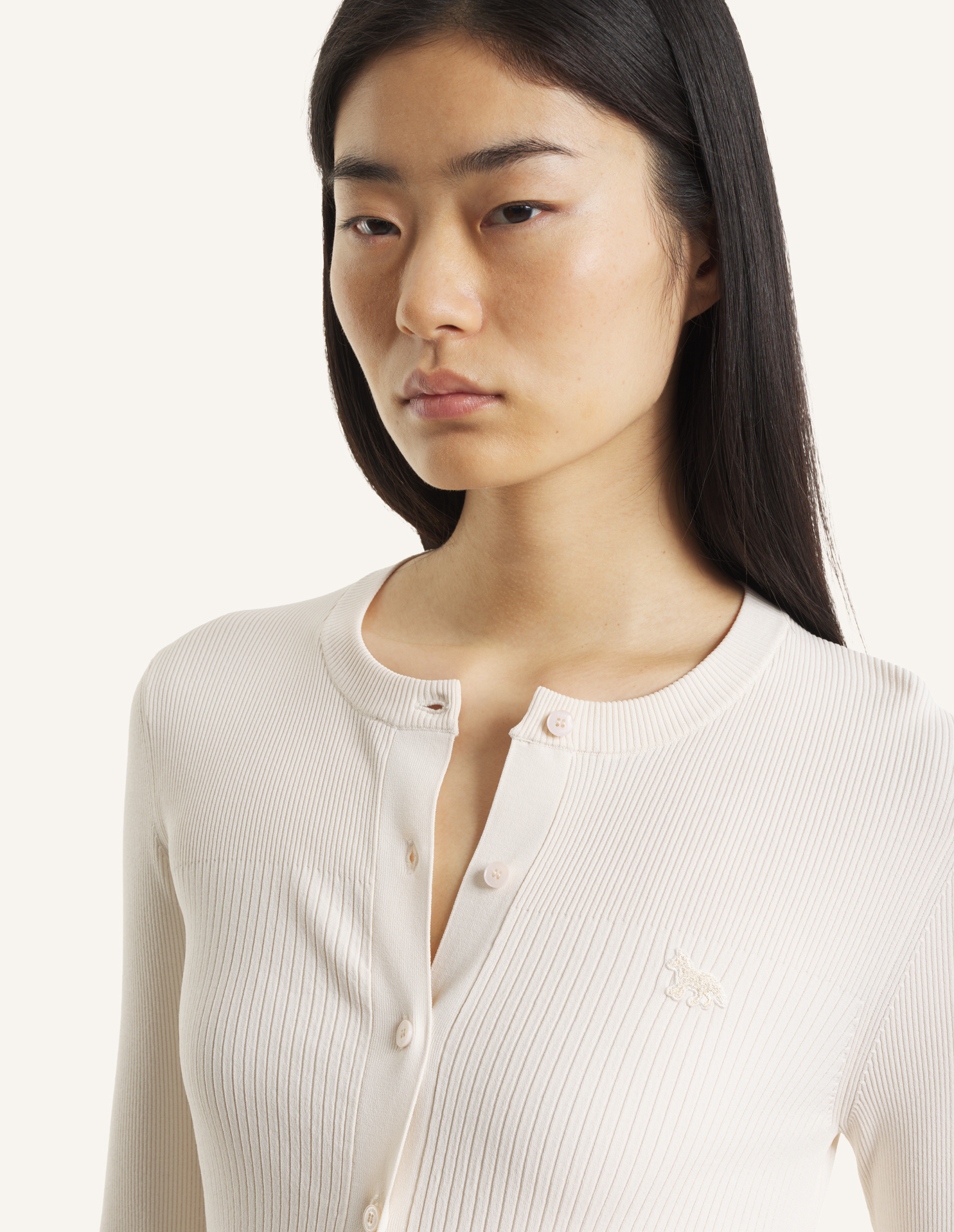 ベイビー フォックス プリーツ リブ カーディガン