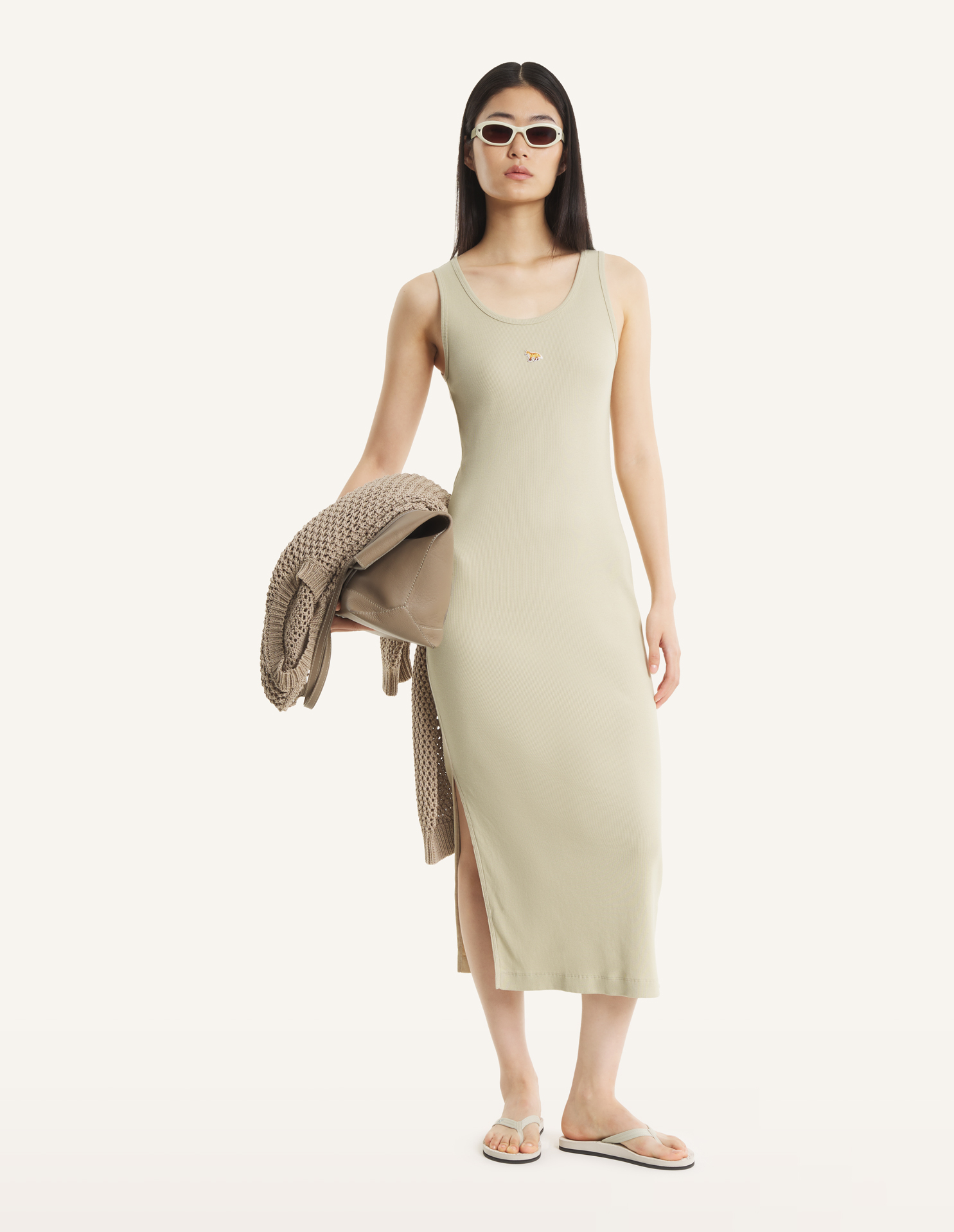 NATURAL BABY FOX RIBBED TANK DRESS