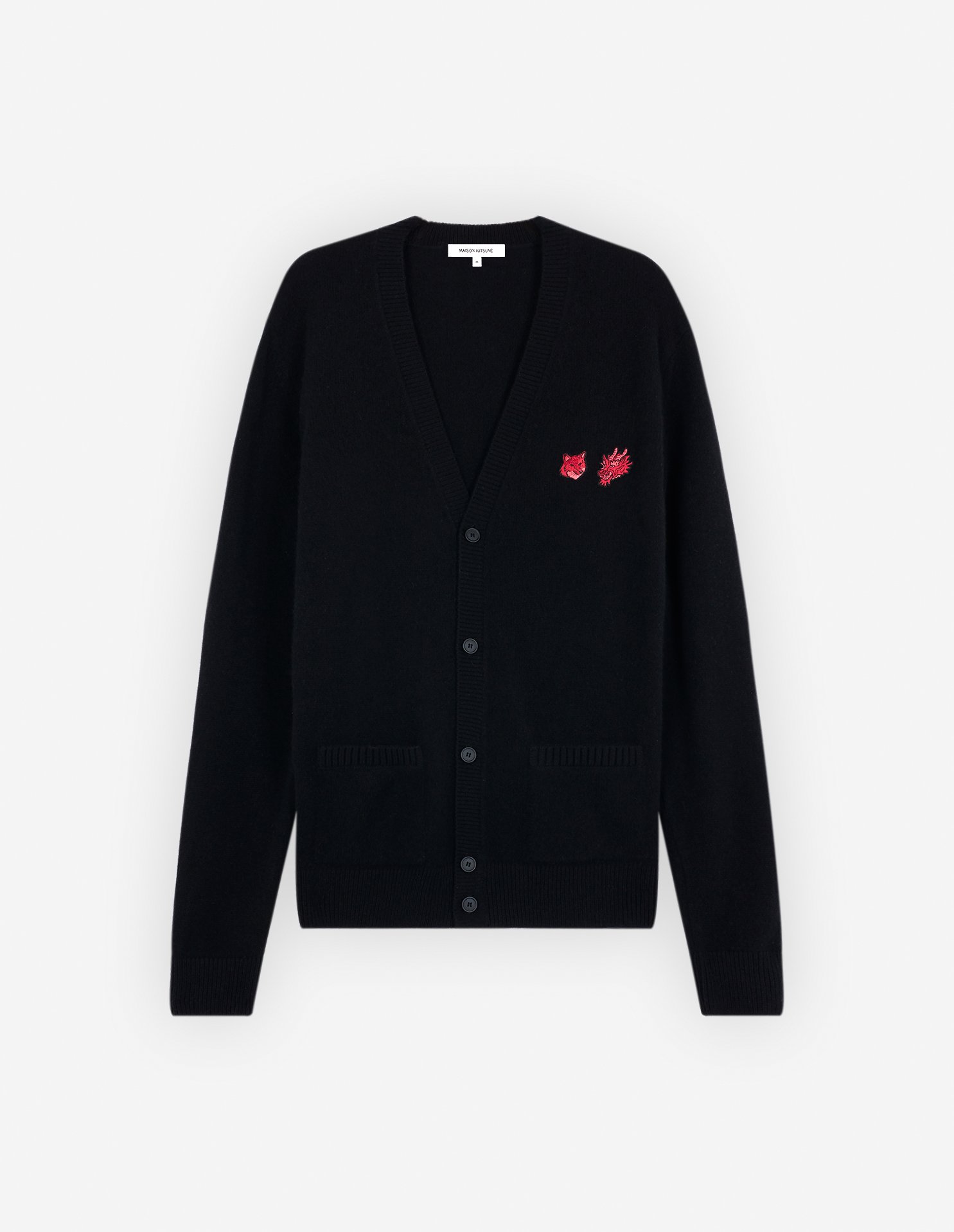 Maison Kitsuné patch-detail wool cardigan - Black